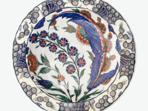 Tile Plate 16th Century Iznik Original Replica Stylized