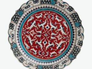 Tile Plate Iznik Original Replica with Water Waves Pattern